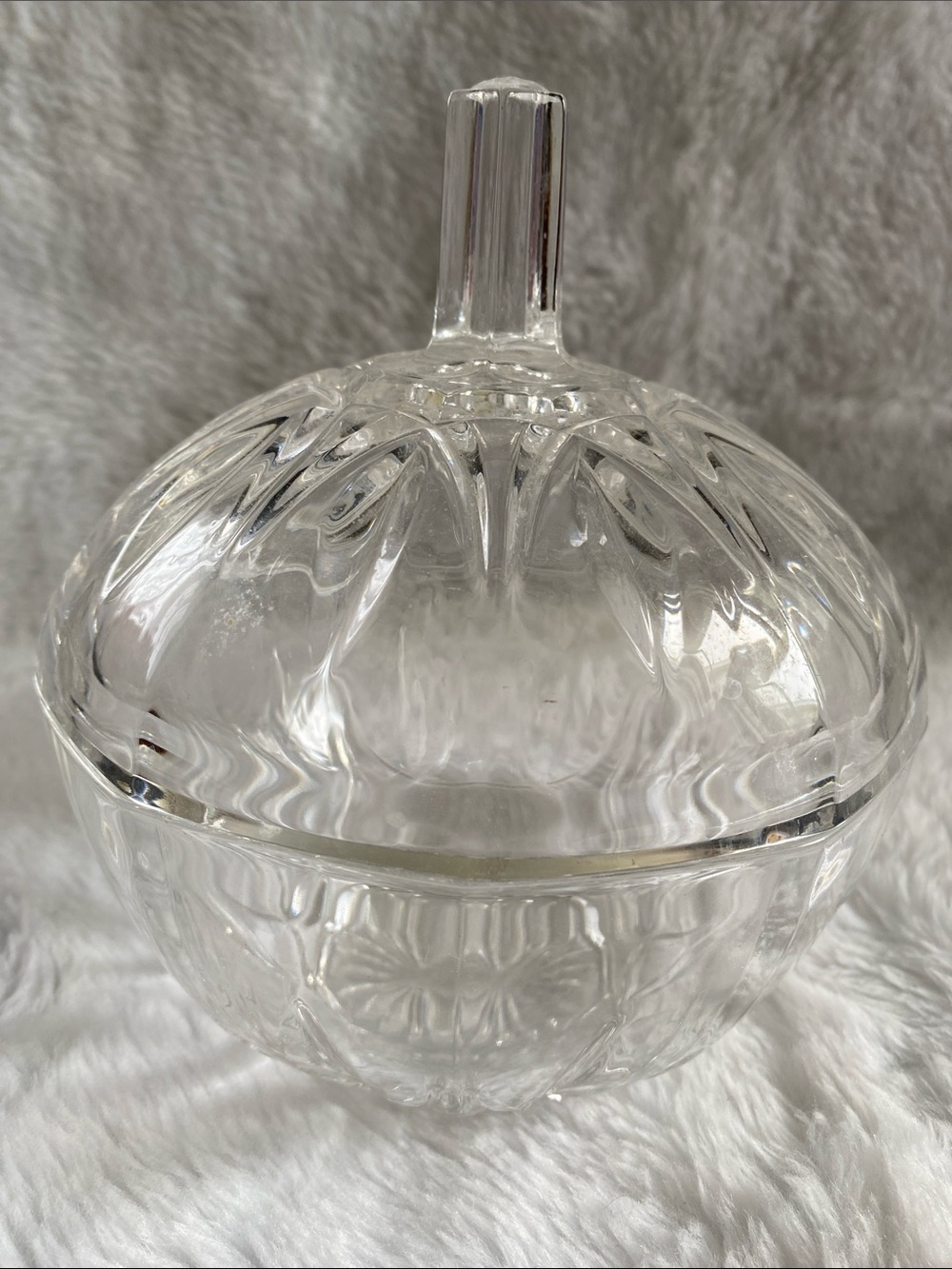Clear Pressed Glass Covered Candy Dish